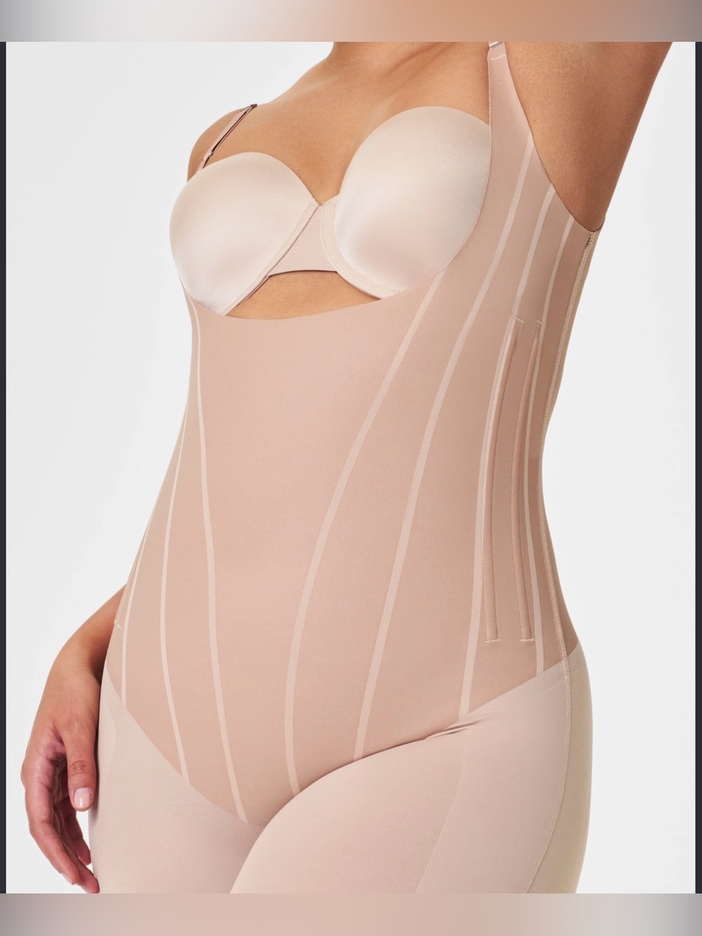SPANX super sculpt® TotalContour Open-Bust Boning Mid-Thigh Bodysuit Shapewear
